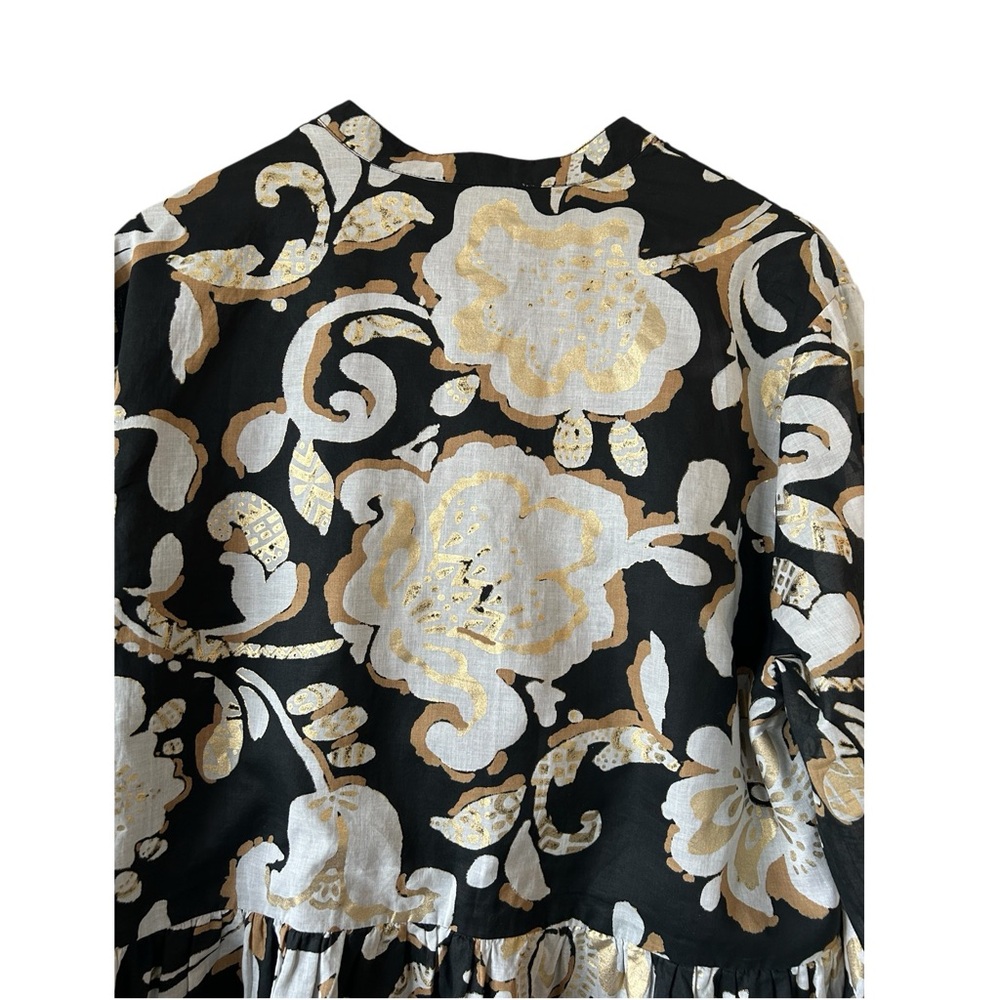 JUDE CONNALLY Faith Cotton Voile  Dress Grand Floral Black Gold XL NWT $198 - Picture 9 of 14